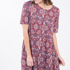 Agnes & Dora Swing Tunic in Flourish and Fanfare Denim TerraCotta